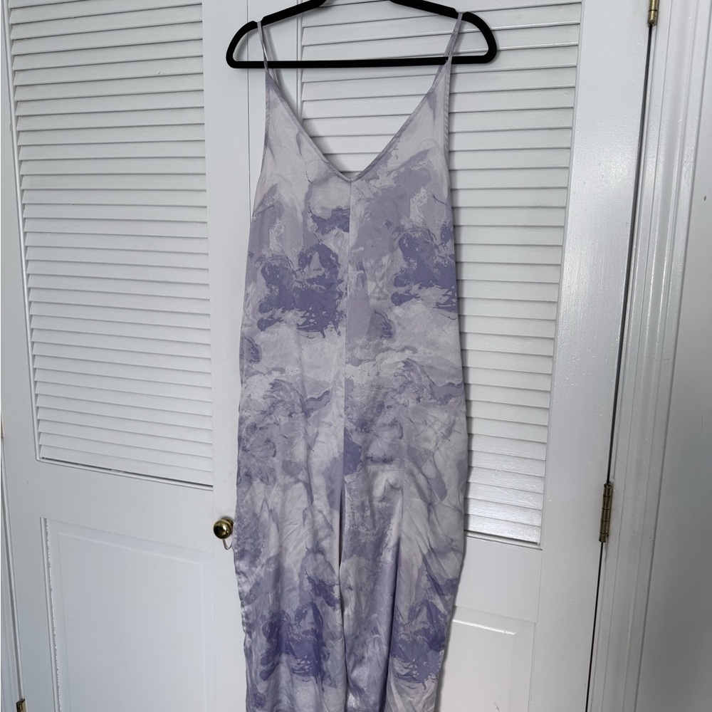 Purple and White Tie-Dye silky jumpsuit